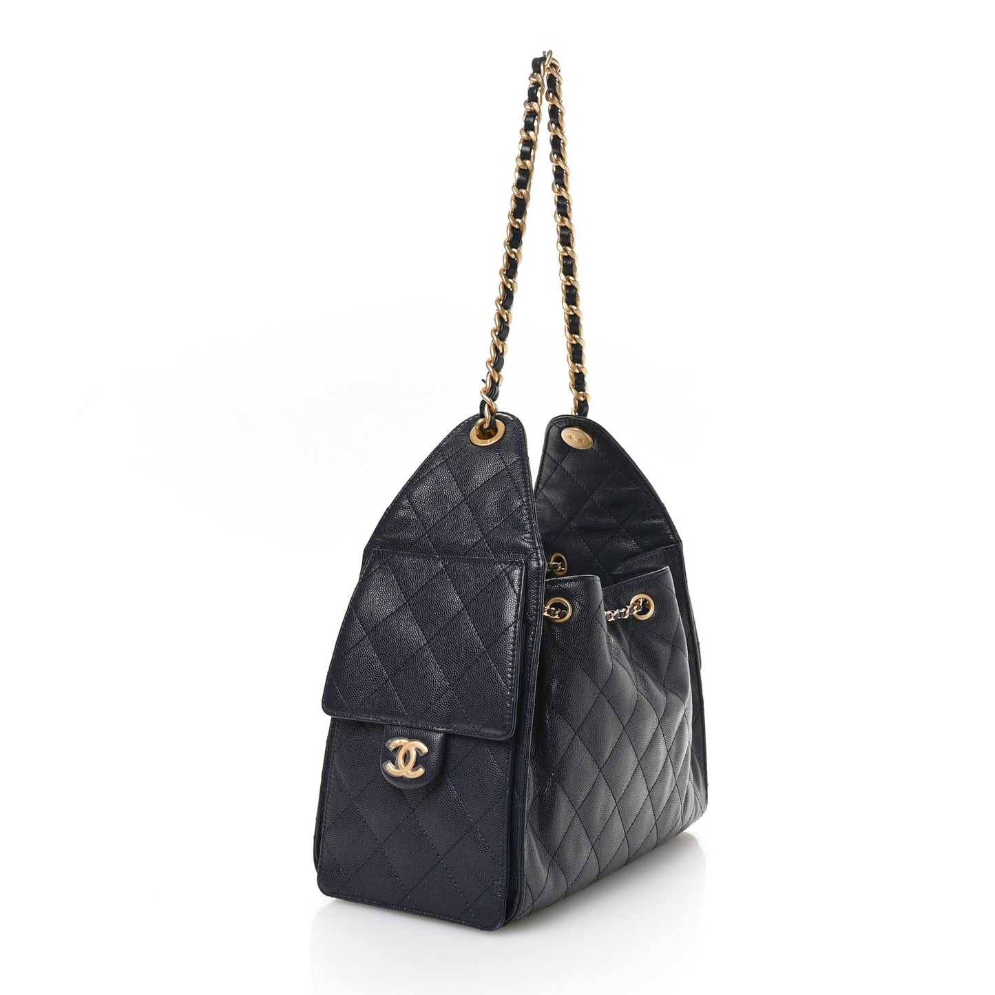 Caviar Quilted Small Chanel 25 Handbag Dark Navy
