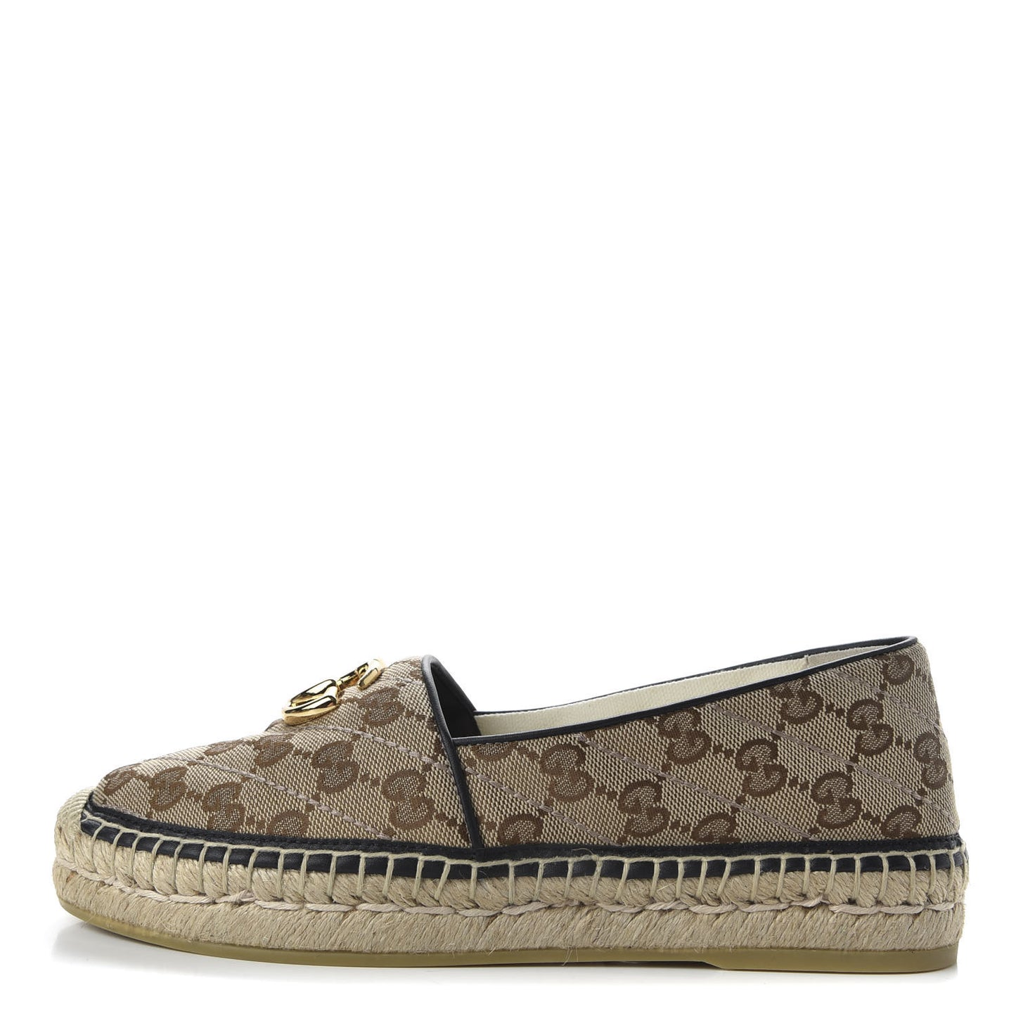 Monogram Matelasse Diagonal GG Marmont Espadrilles 36.5 Beige Ebony Black