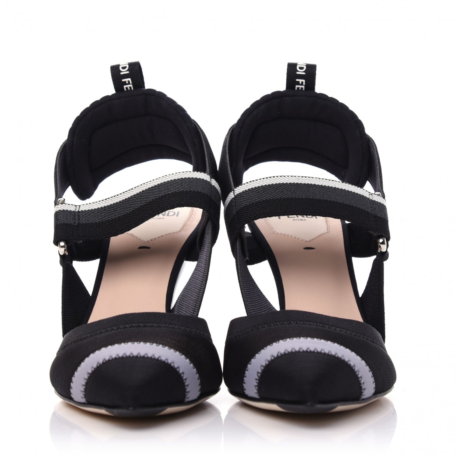 Fendi Technical Mesh Colibri 85mm Slingback Pumps 36 Black Asfalto 2 of 8