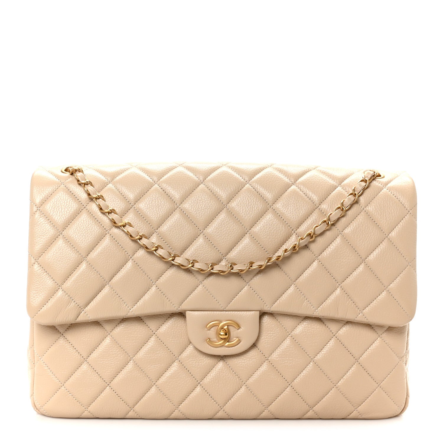 Chanel Grained Calfskin Quilted XXL Travel Flap Bag Beige 1 of 12