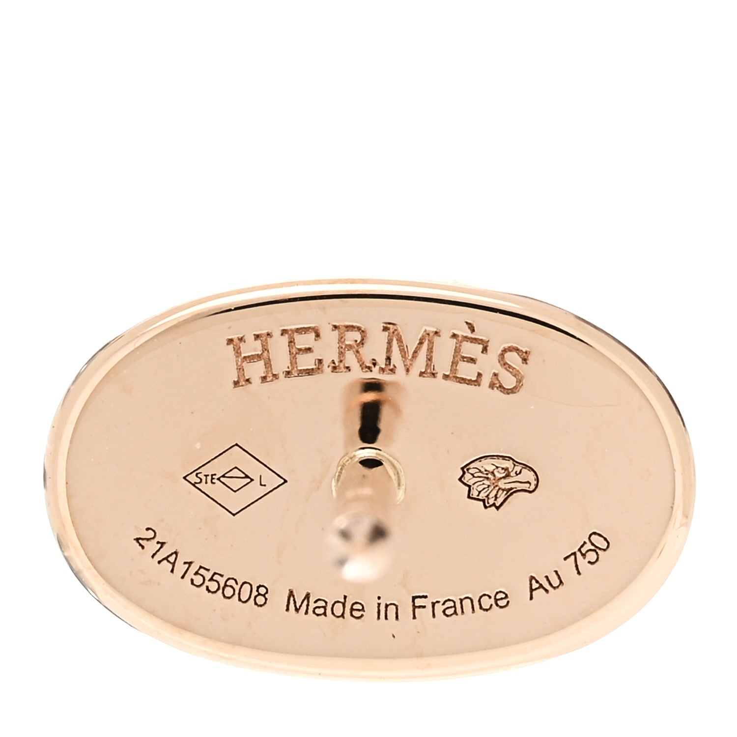 Hermes 18K Rose Gold Diamond Chaine d'Ancre Contour Stud Earrings 5 of 6