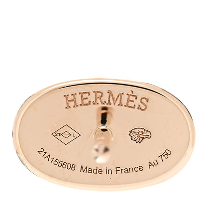 Hermes 18K Rose Gold Diamond Chaine d'Ancre Contour Stud Earrings 5 of 6