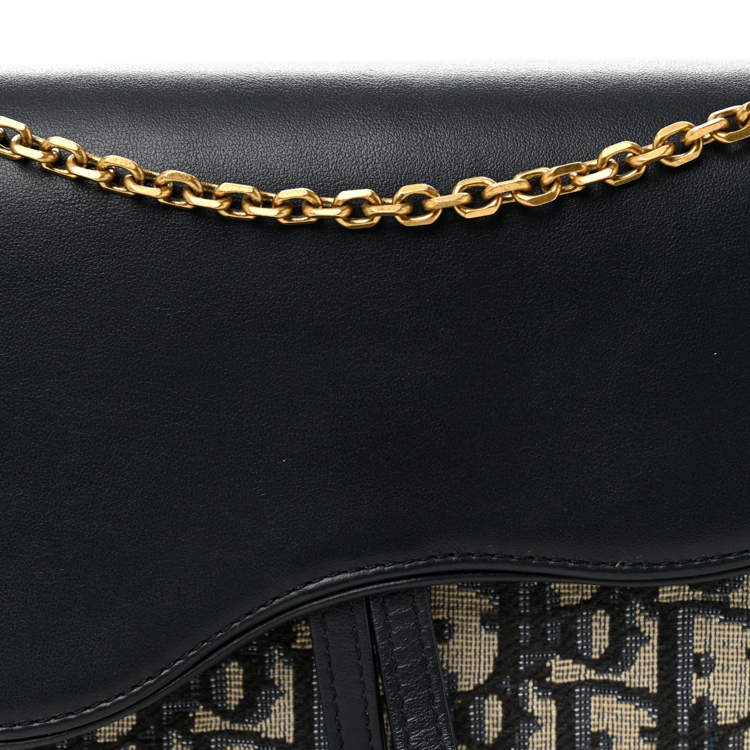 Christian Dior Oblique Smooth Calfskin Medium Saddle Pouch With Chain Blue 8 of 11
