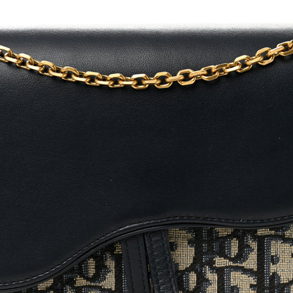 Christian Dior Oblique Smooth Calfskin Medium Saddle Pouch With Chain Blue 8 of 11