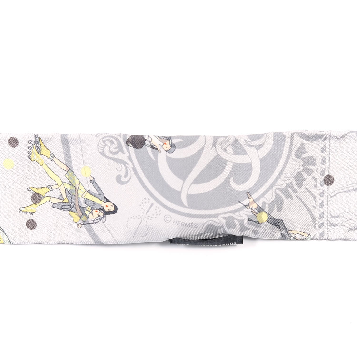 Hermes Silk Ex-Libris Les Parisie Twilly Gris Perle Jaune Soufre 4 of 4