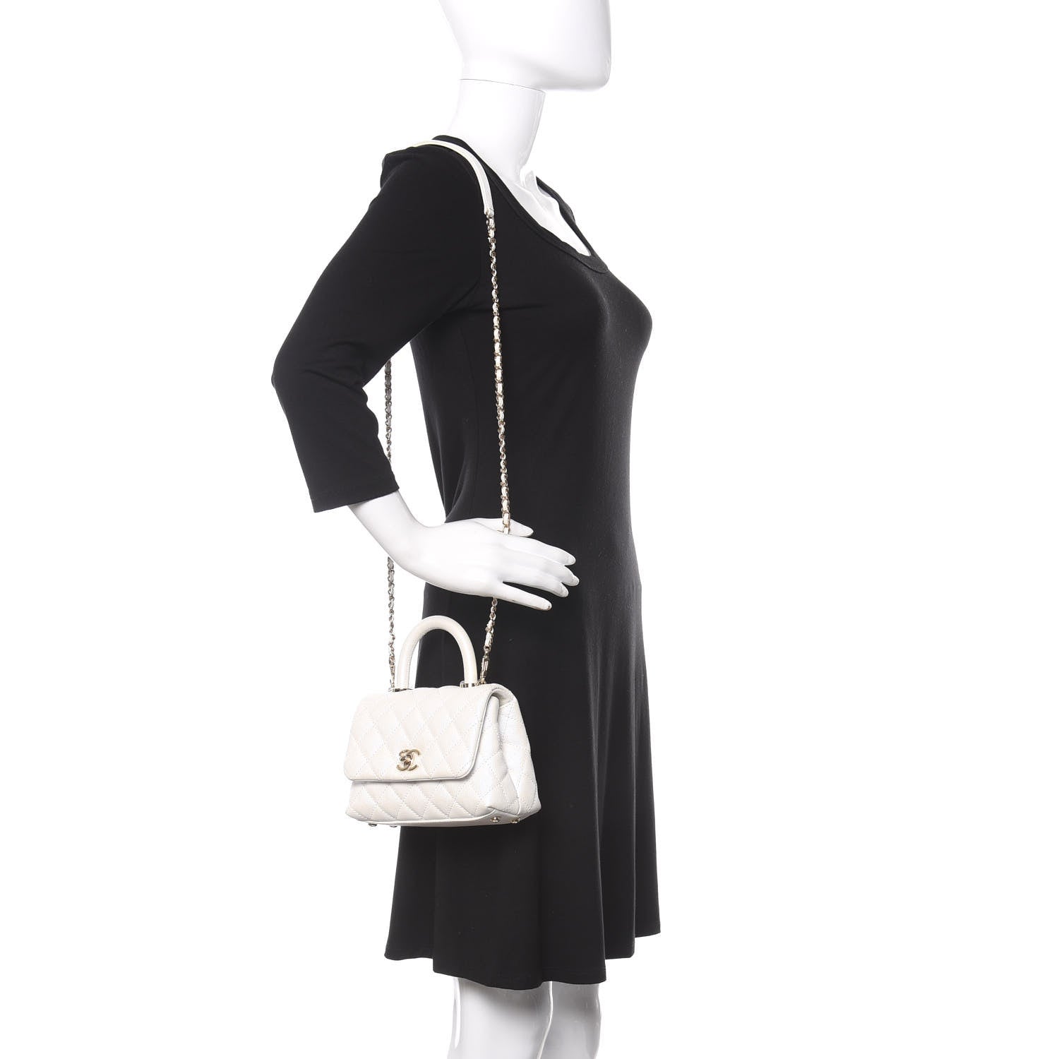 Chanel Iridescent Caviar Quilted Extra Mini Coco Handle Flap White 2 of 10