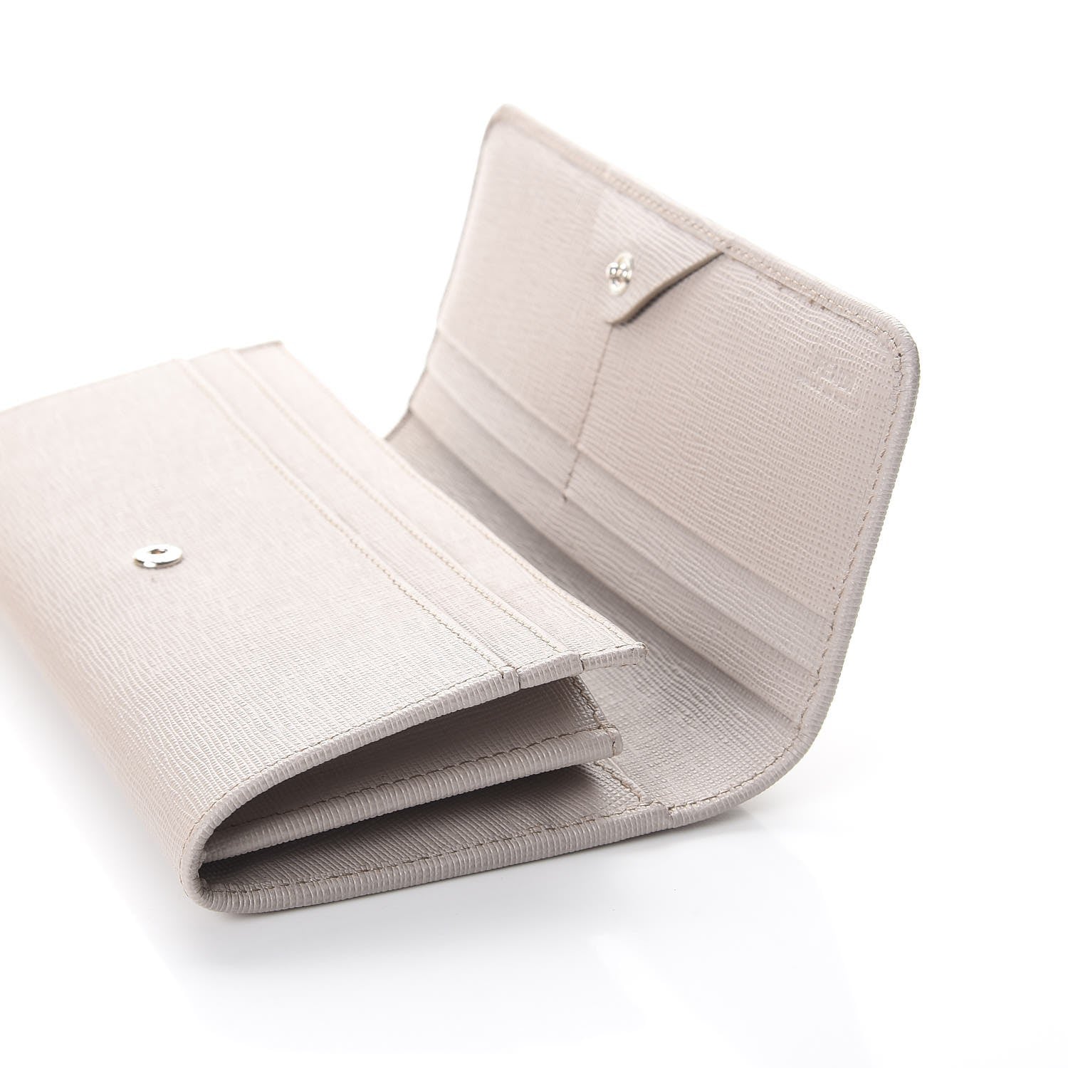 Fendi Vitello Elite Flowerland Continental Wallet Grigio Polvere 10 of 11