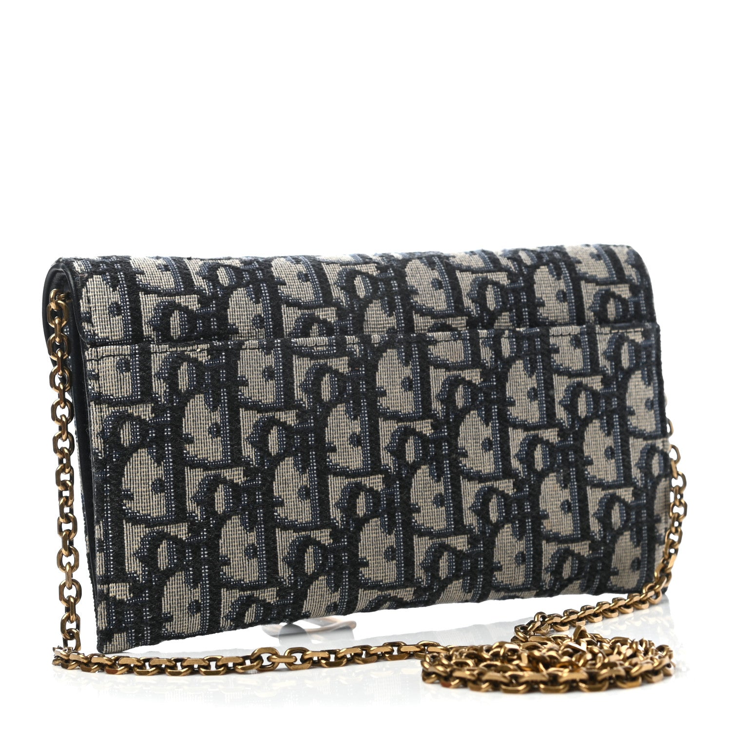 Christian Dior Oblique Saddle Chain Long Wallet Blue 4 of 7