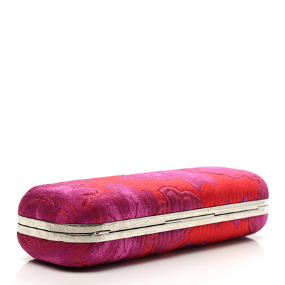 Alexander McQueen Silk Brocade Twin Skull Box Clutch Fuchsia Red 4 of 8