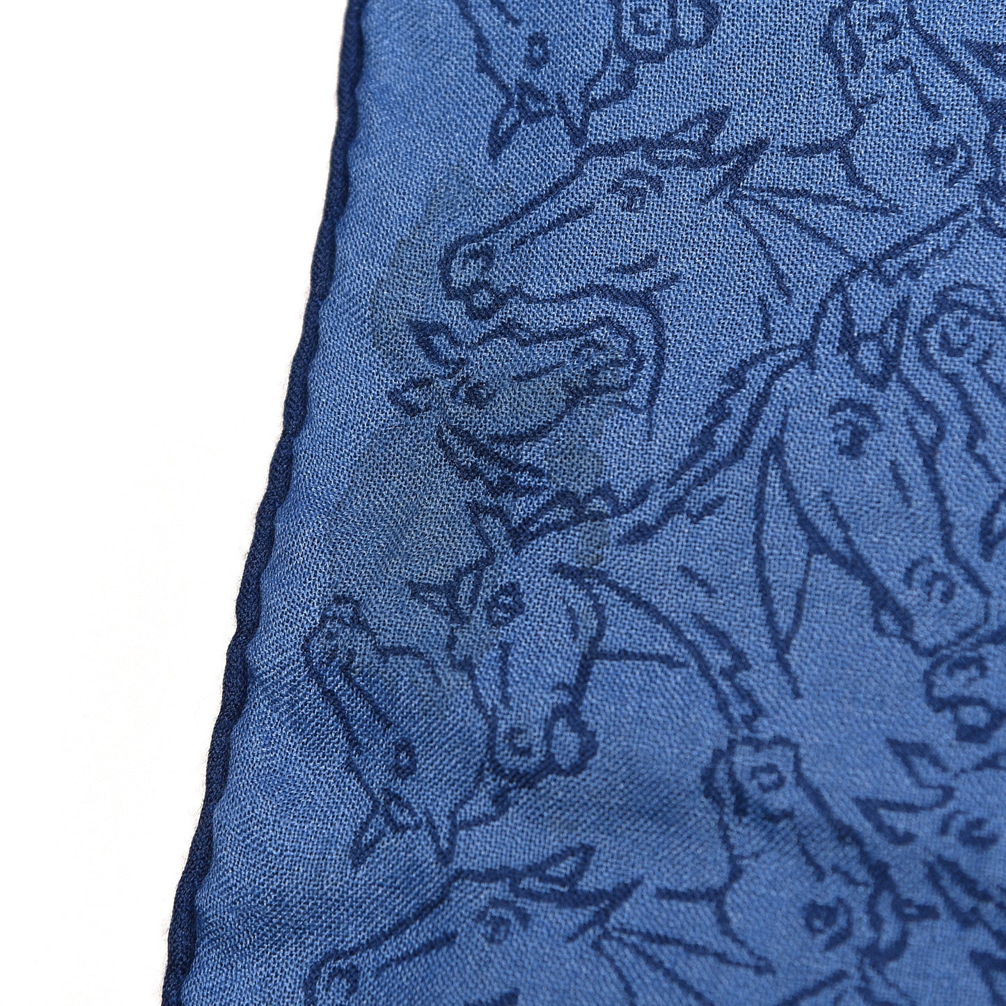 Cashmere Silk Whispering Horses Echarpe Muffler Mediterranee Indigo