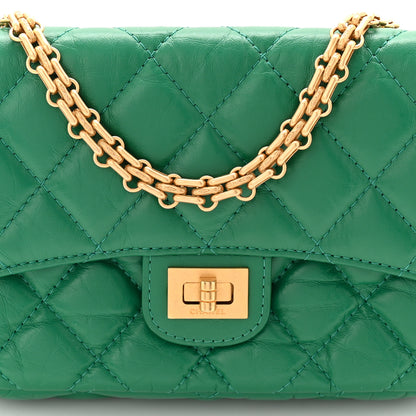 Chanel Aged Calfskin Quilted Reissue 2.55 Phone Holder With Chain Green 9 of 11