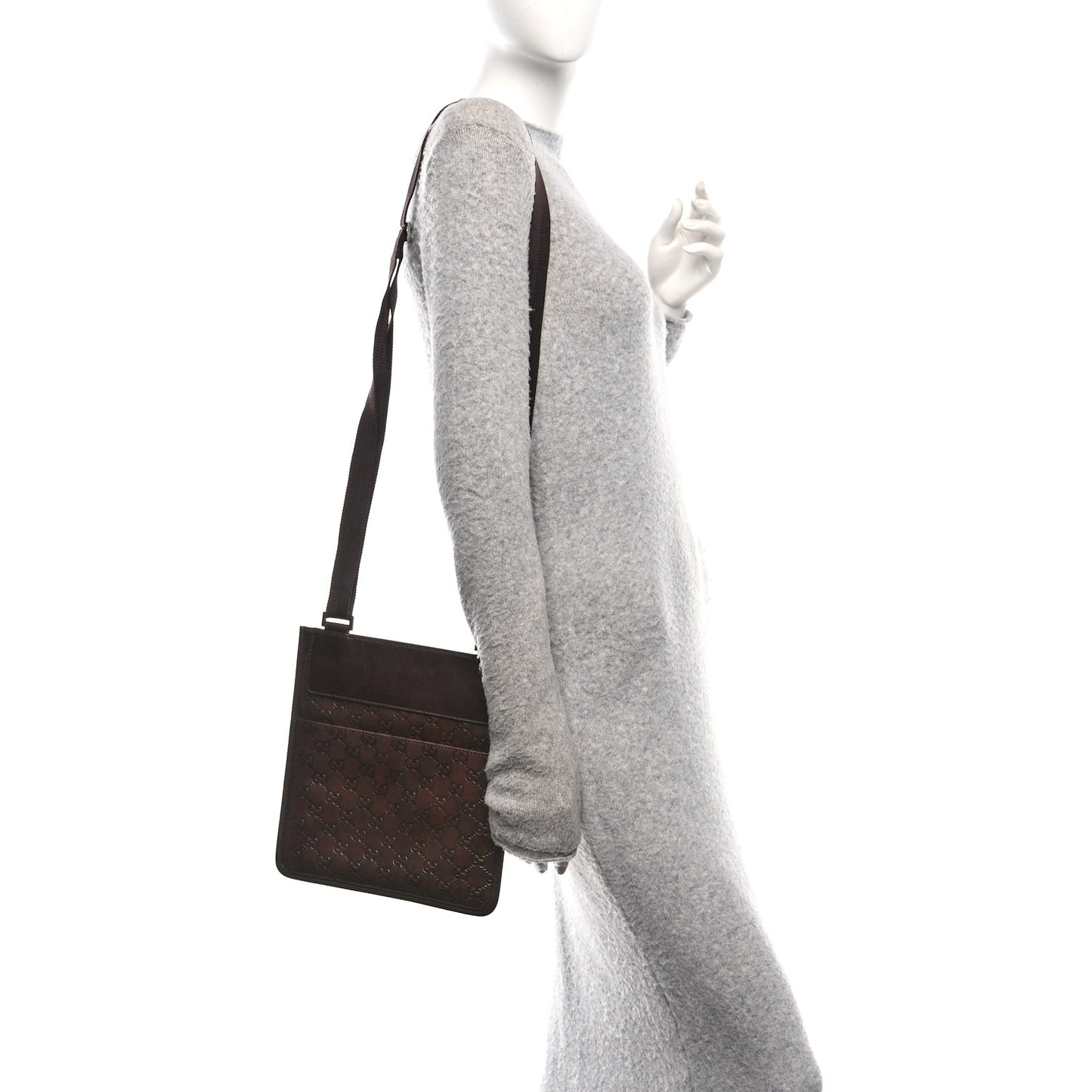 Guccissima Medium Flat Messenger Bag Dark Brown