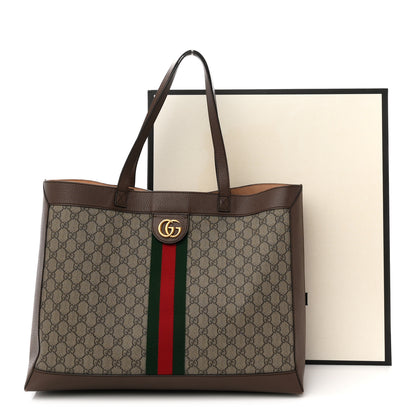 Gucci Gg Supreme Monogram Web Ophidia Tote Brown 12 of 12