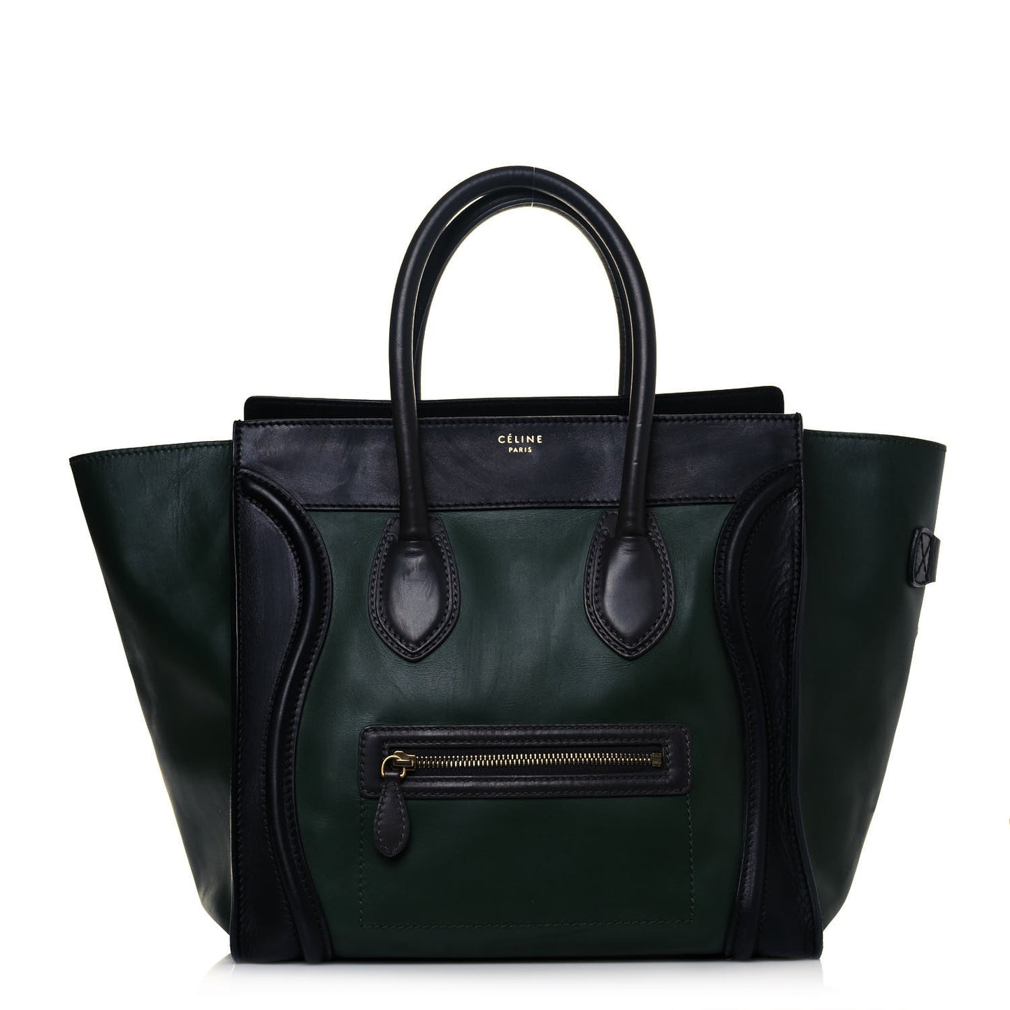 Smooth Calfskin Mini Bi-Color Luggage Forest Black