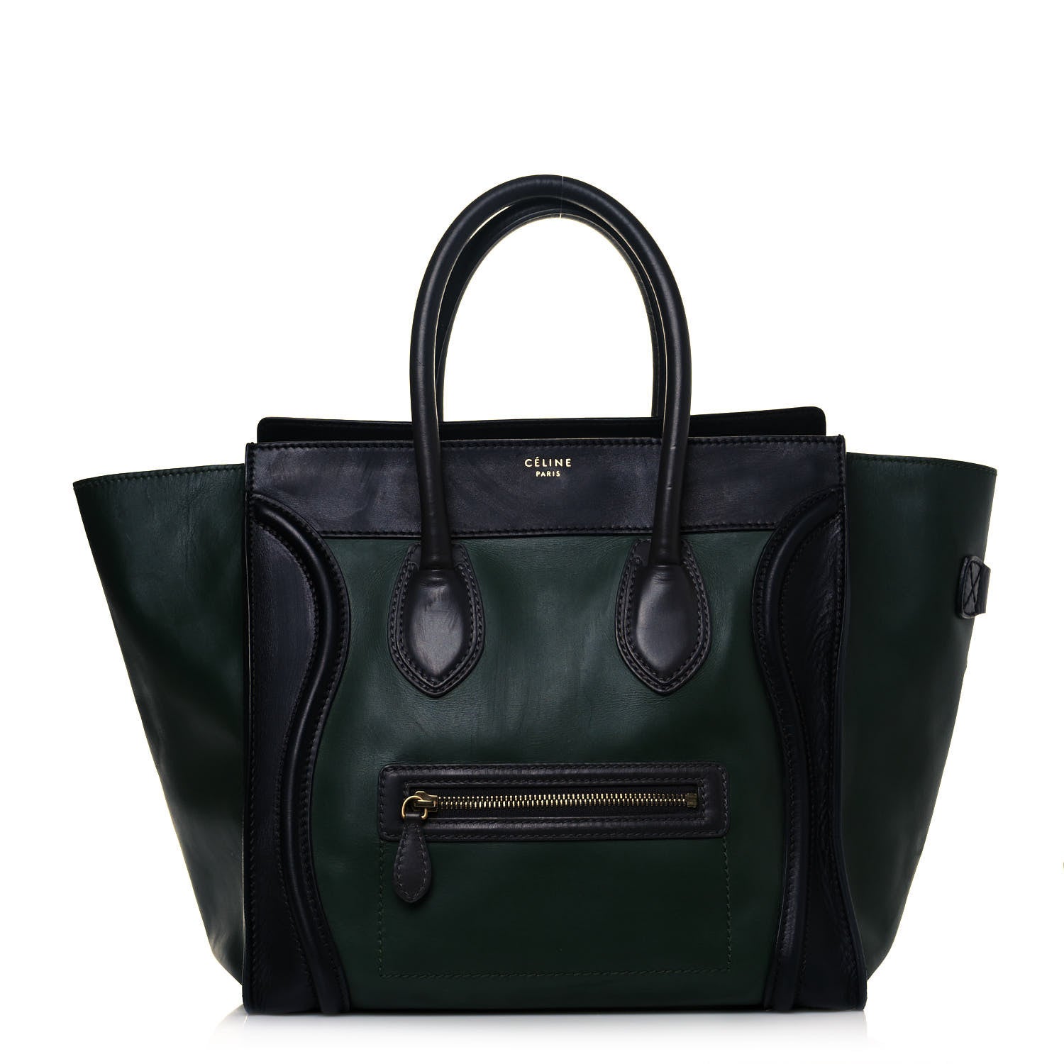 Celine Smooth Calfskin Mini Bi-Color Luggage Forest Black 1 of 15