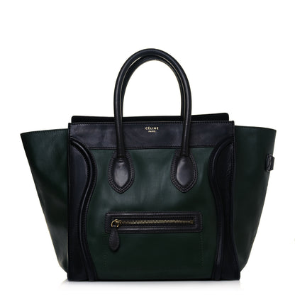 Celine Smooth Calfskin Mini Bi-Color Luggage Forest Black 1 of 15