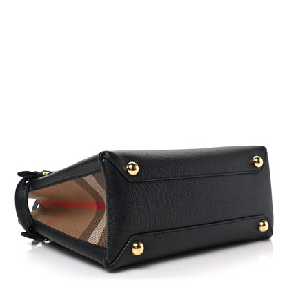 Burberry Derby Calfskin House Check Small Banner Tote Black 4 of 8