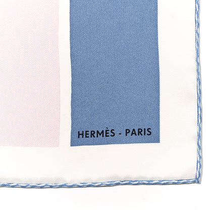 Hermes Silk Swinging Saint Germain Scarf 70 Bleu Jean Rose White 2 of 6