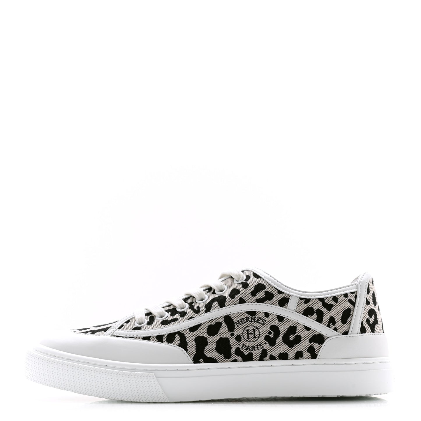 Canvas Calfskin Leopard Get Sneakers 39 Prunoir White