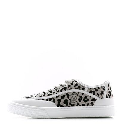 Hermes Canvas Calfskin Leopard Get Sneakers 39 Prunoir White 1 of 8