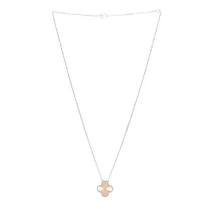 Van Cleef & Arpels 18K White Rose Gold Diamond Guilloche Vintage Alhambra Pendant Necklace 3 of 5