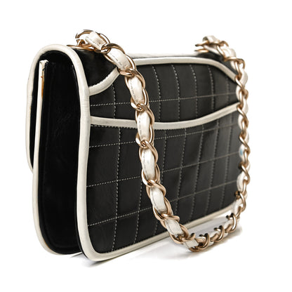 Chanel Caviar Square Stitched Small Flap Black White 13 of 19