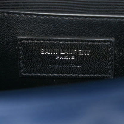 Saint Laurent Grain De Poudre Textured Mixed Matelasse Triquilt Medium Monogram Satchel Denim 6 of 9