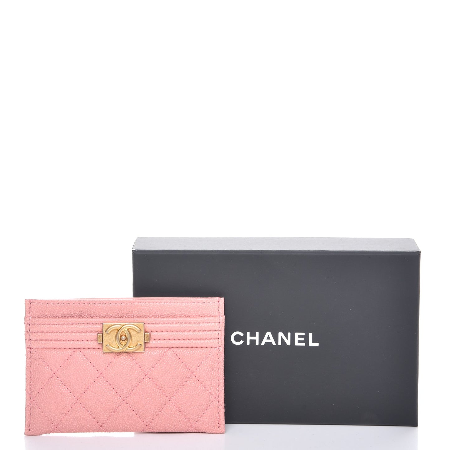 Caviar Quilted Boy Card Holder Light Pink