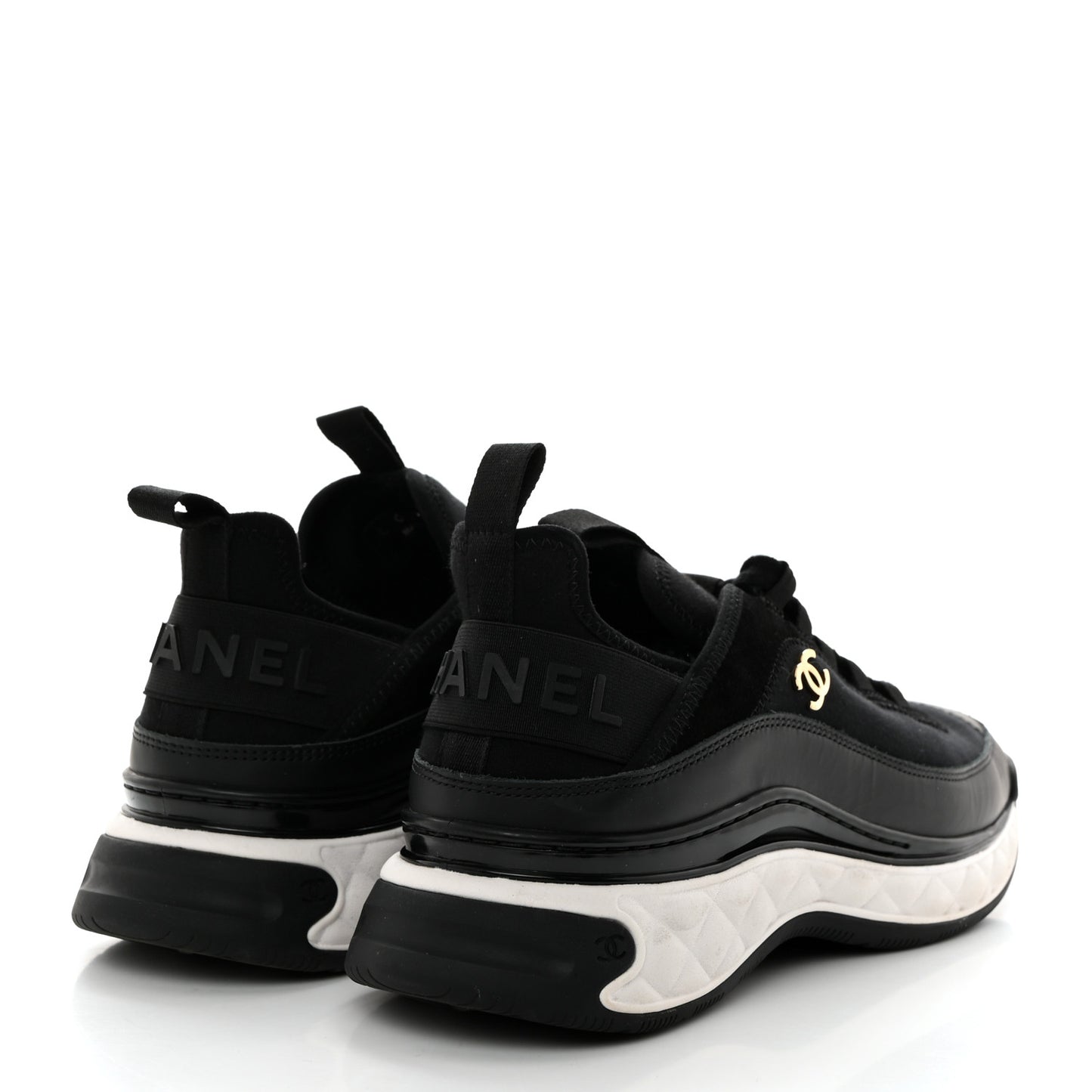 Velvet Calfskin Mixed Fibers CC Sneakers 40 Black