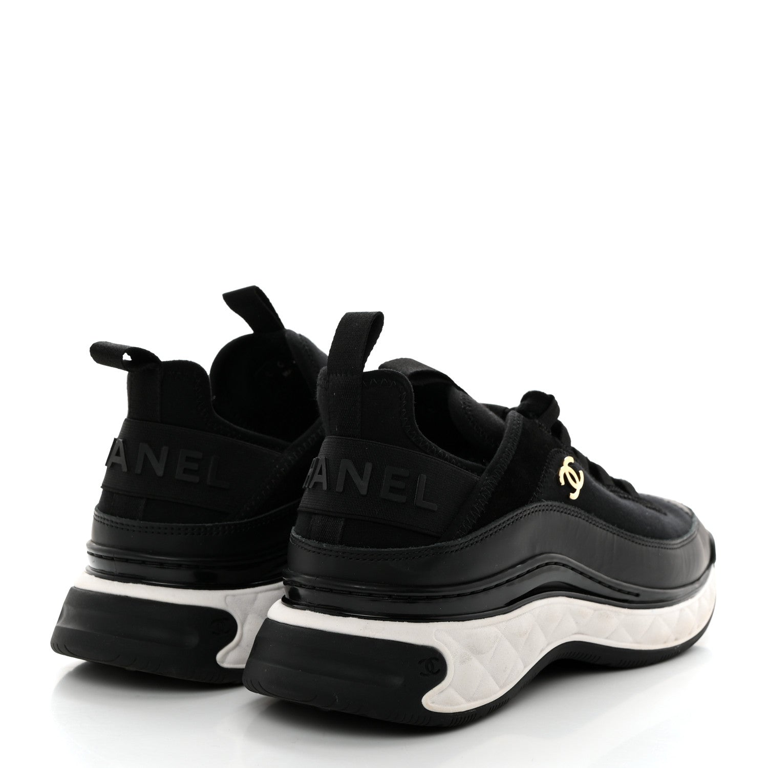 Chanel Velvet Calfskin Mixed Fibers CC Sneakers 40 Black 4 of 8