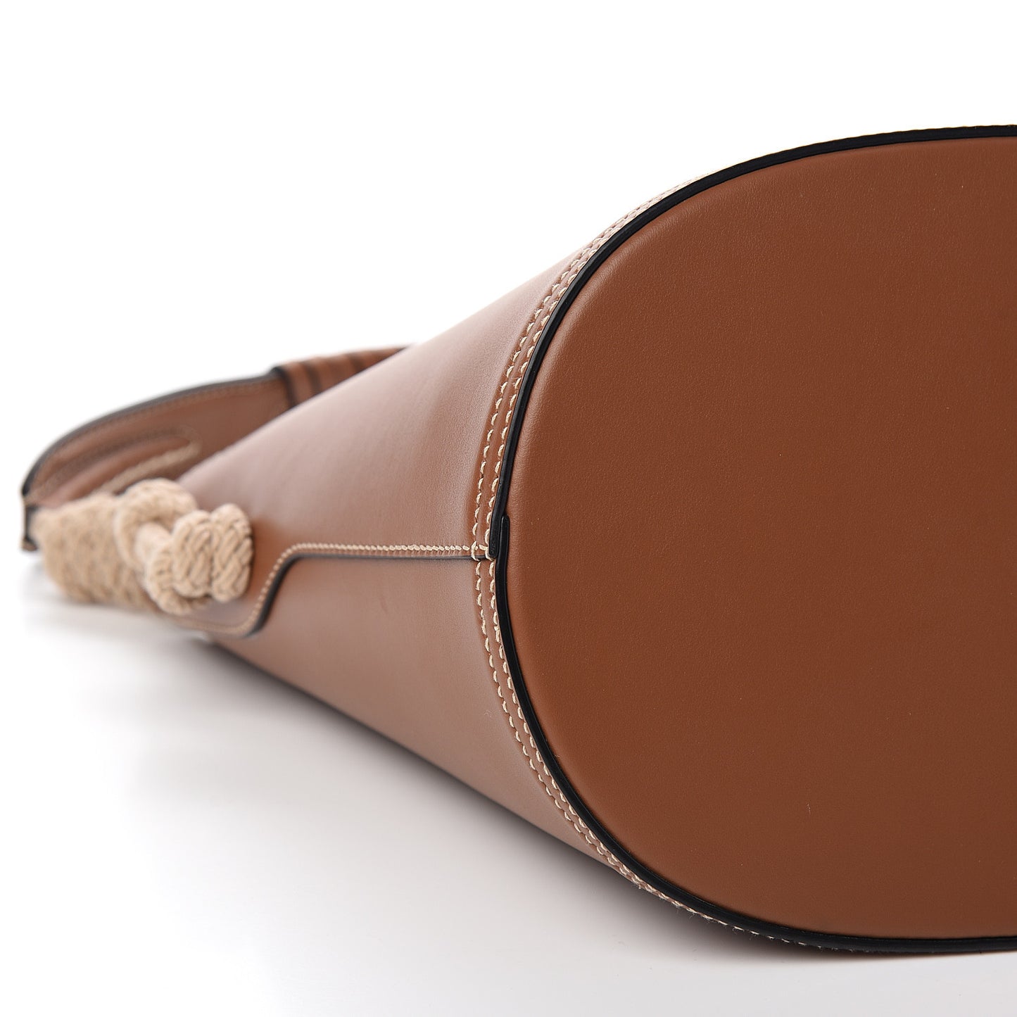 City Calfskin Knotted Rope Bucket Bag Cognac