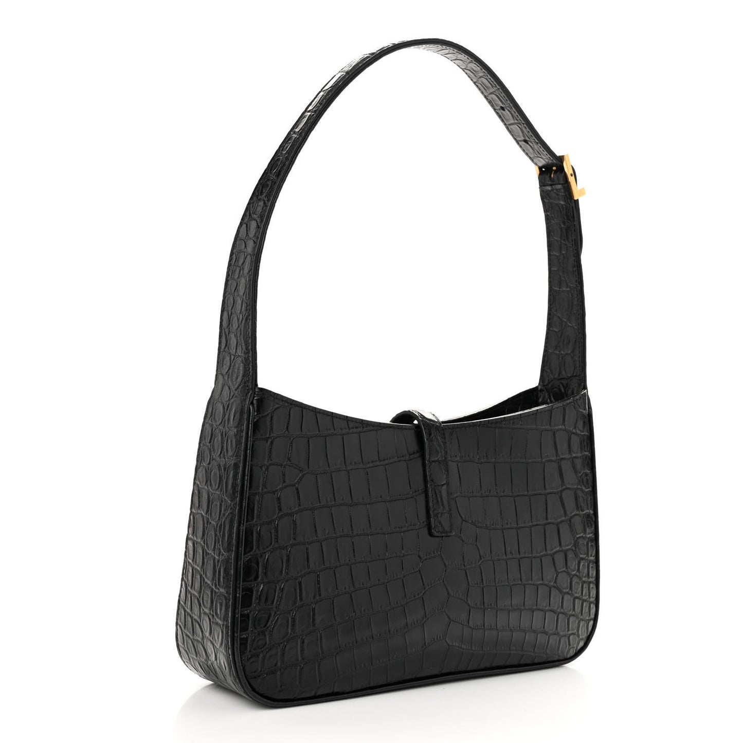 Calfskin Crocodile Embossed LE 5 A 7 Hobo Black