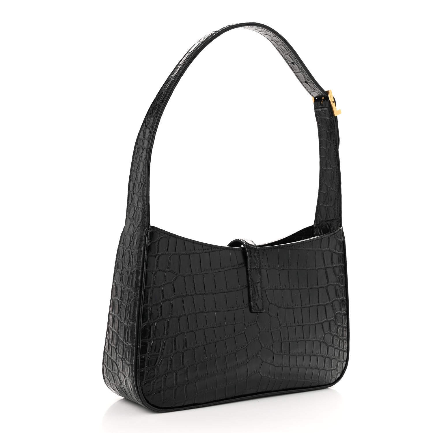 Saint Laurent Calfskin Crocodile Embossed LE 5 A 7 Hobo Black 3 of 9