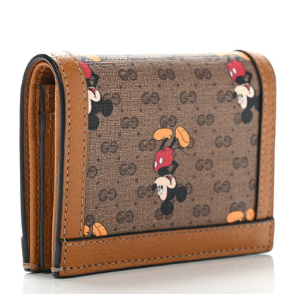 Gucci X DISNEY Mini Vintage GG Supreme Monogram Mickey Mouse Card Holder Wallet Beige Vintage Sun Oil 3 of 8