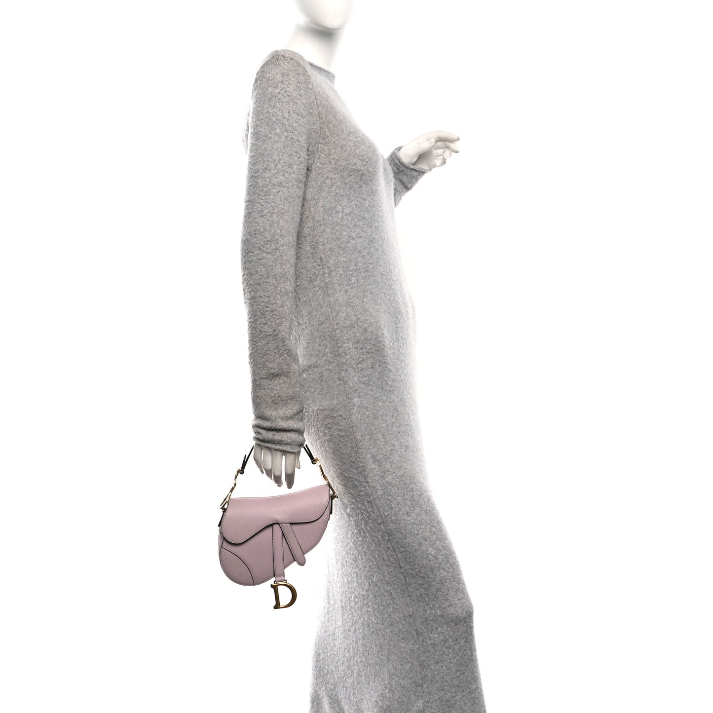 Grained Calfskin Mini Saddle Bag Light Pink