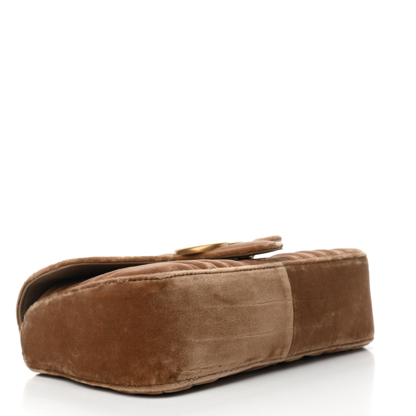Velvet Matelasse Small GG Marmont Shoulder Bag Taupe