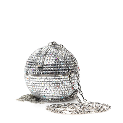 Judith Leiber Swarovski Crystal Disco Ball Minaudiere Clutch Silver 2 of 7