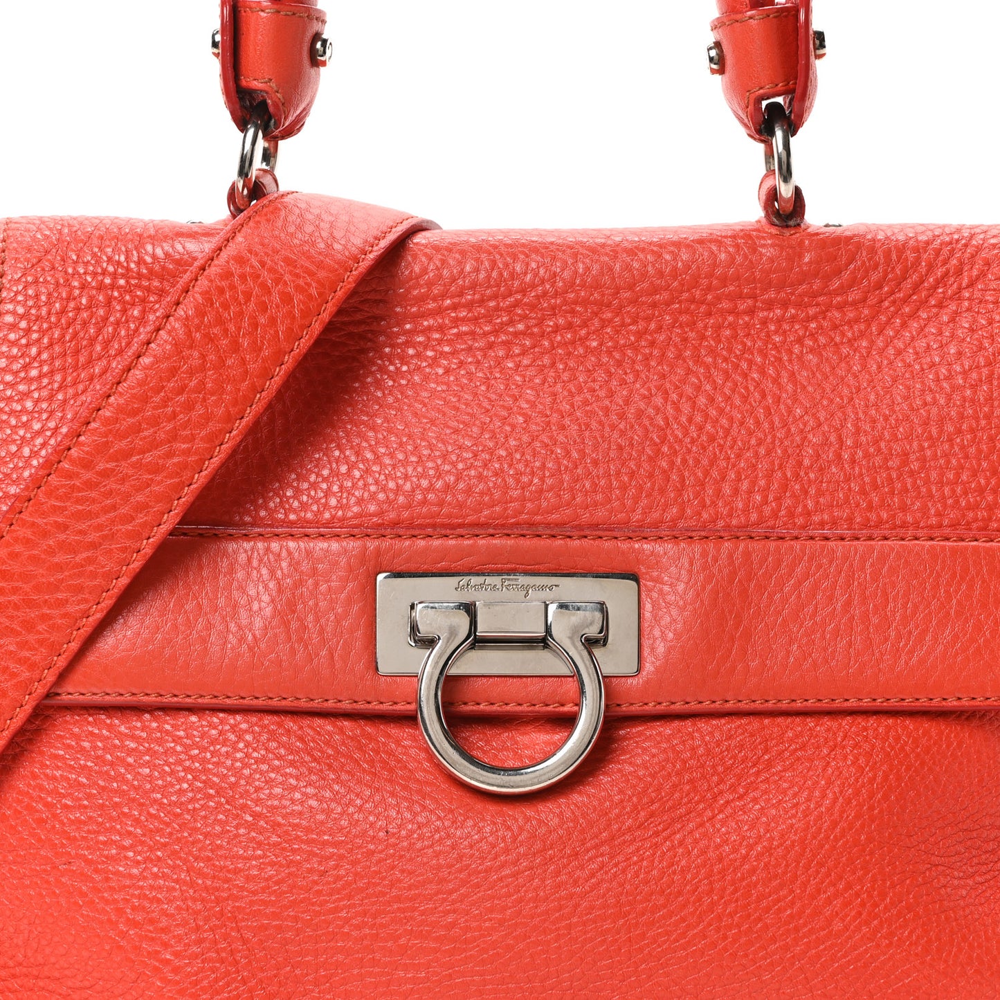 Grained Calfskin Large Sofia Satchel Sunset
