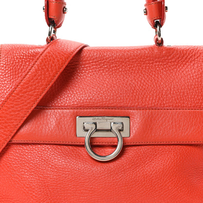 Salvatore Ferragamo Grained Calfskin Large Sofia Satchel Sunset 7 of 9