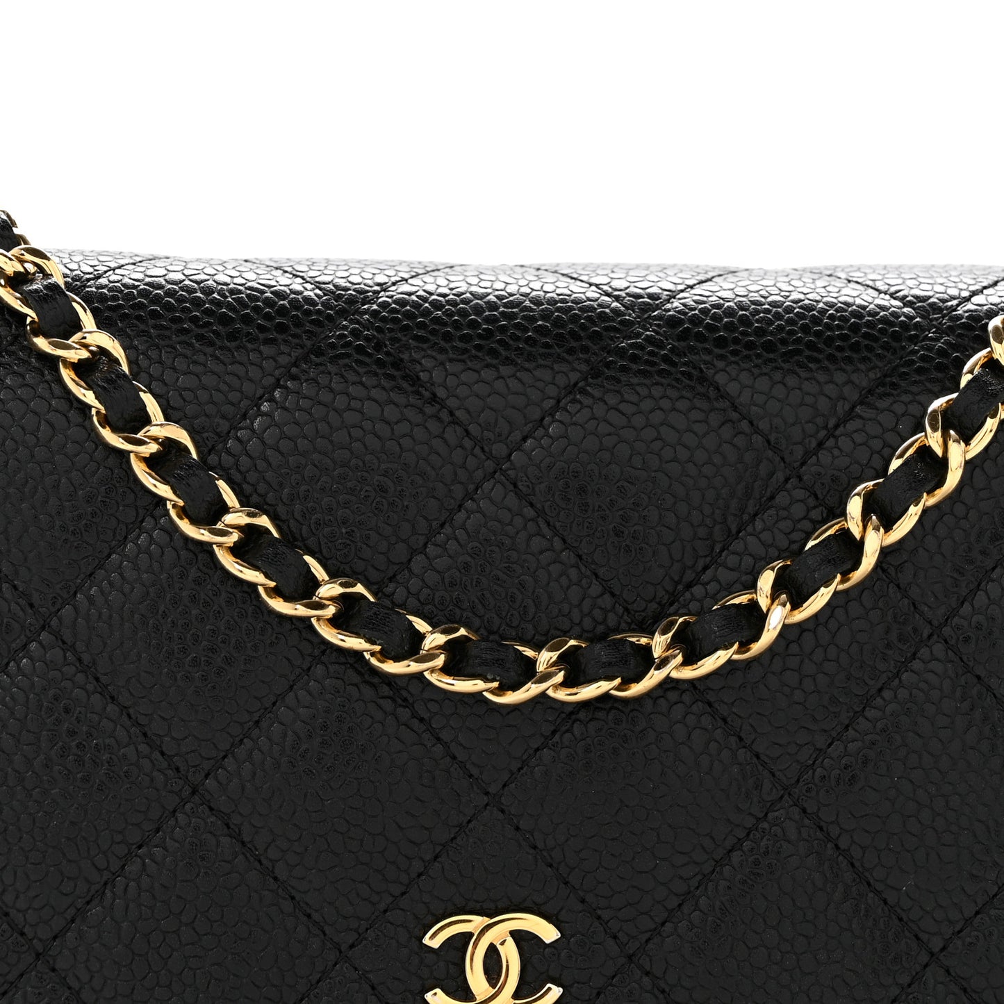 Caviar Quilted Wallet On Chain WOC Black