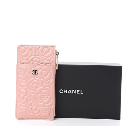 Chanel Caviar Camellia Embossed Classic Flat Wallet Pouch Pink 7 of 7