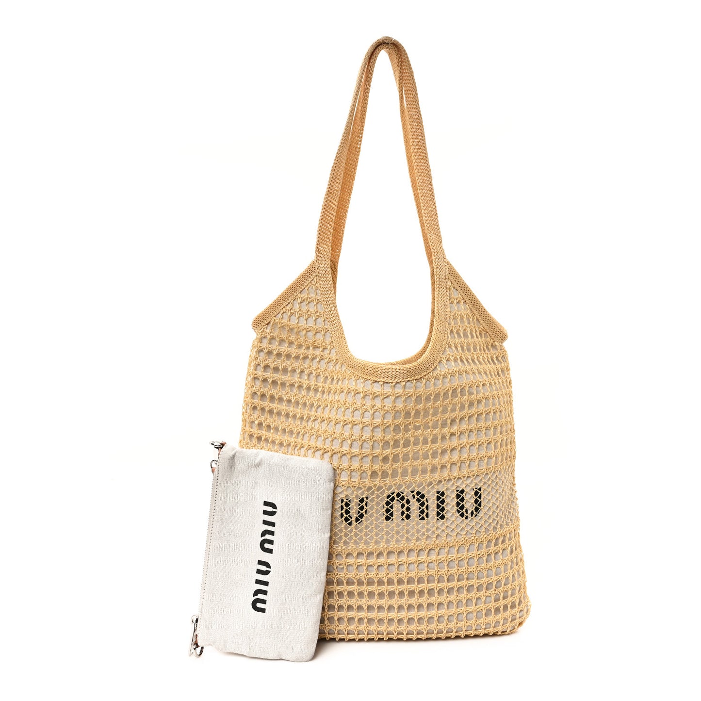 Raffia Effect Linen Logo Ivy Bag Natural