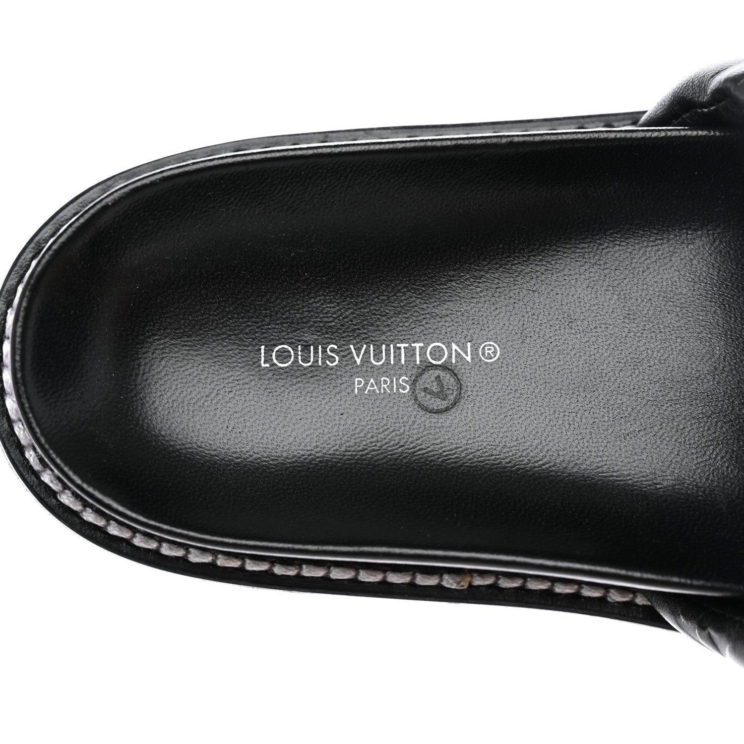 Louis Vuitton Calfskin Embossed Monogram Sunset Flat Comfort Mule 36 Black 7 of 13