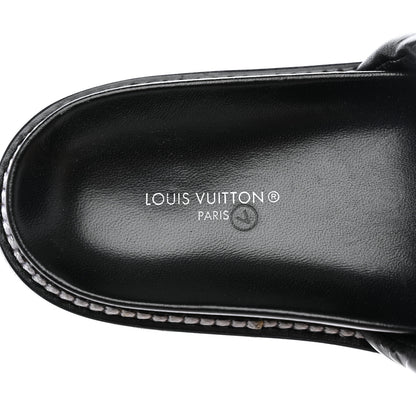Louis Vuitton Calfskin Embossed Monogram Sunset Flat Comfort Mule 36 Black 7 of 13
