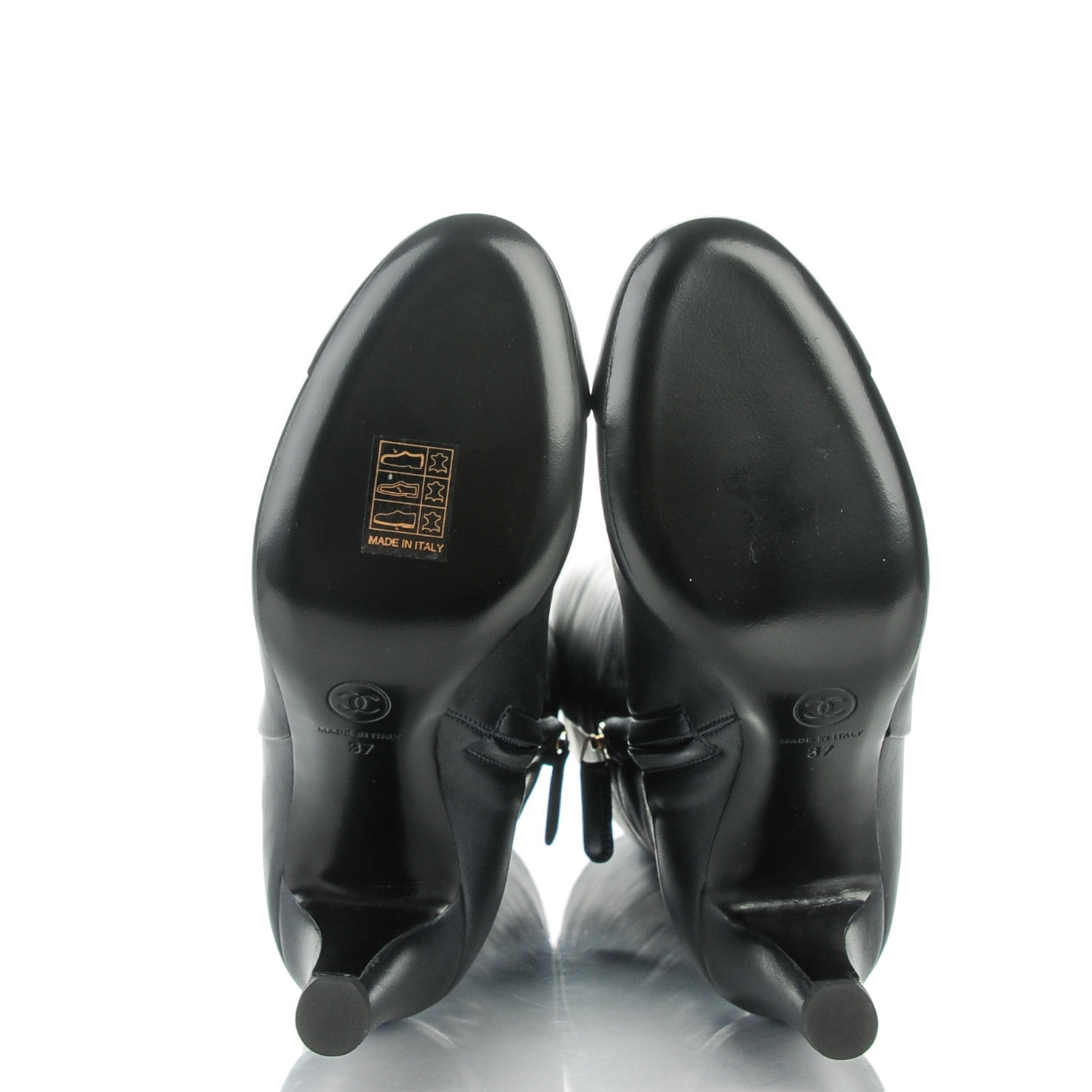 Chanel Lambskin CC Cap Toe High Boots 37 Pearly Black 5 of 7