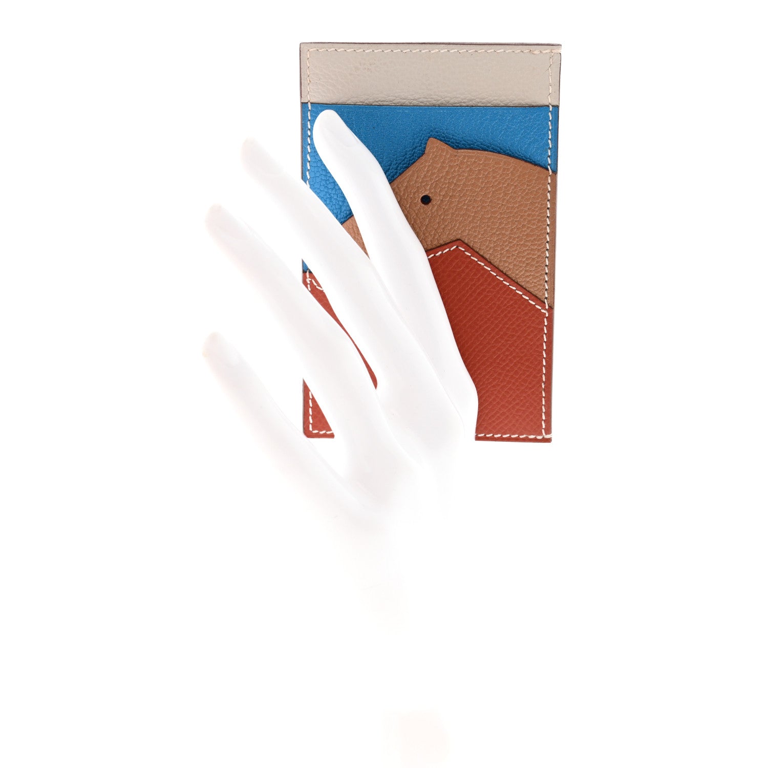 Hermes Epsom Evercolor Chevre Mysore Les Petits Chevaux Card Holder Brique Quebracho Bleu Frida Gris Perle 2 of 8
