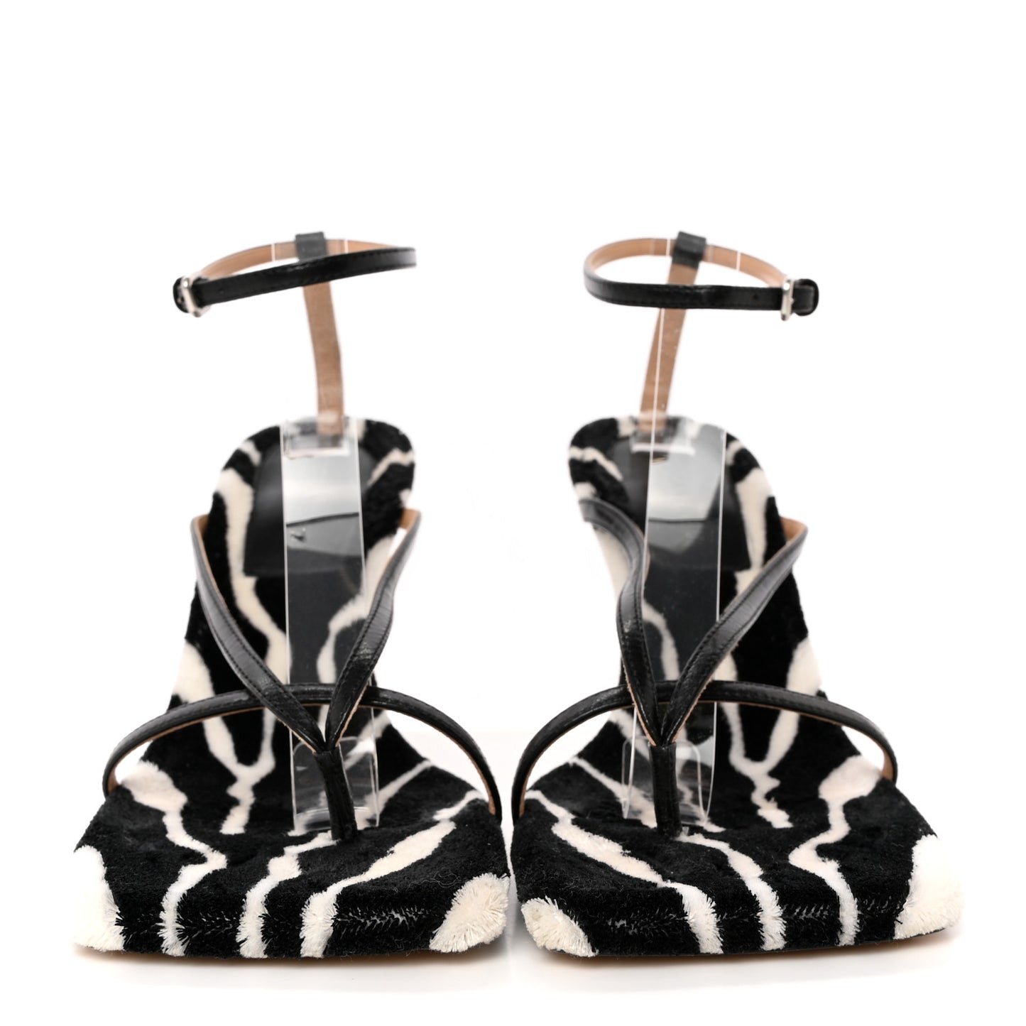 Microfiber Stretch Multi Strap 90mm Sandals 38 White Zebra