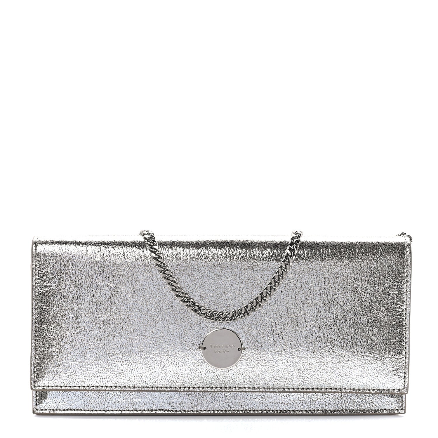 Jimmy Choo Metallic Calfskin Clutch With Chain Champagne 1 of 12