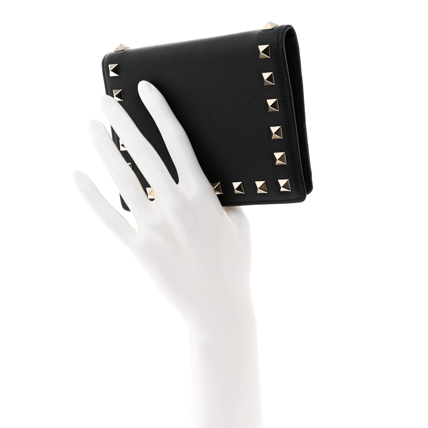 Vitello Rockstud Passport Holder Black