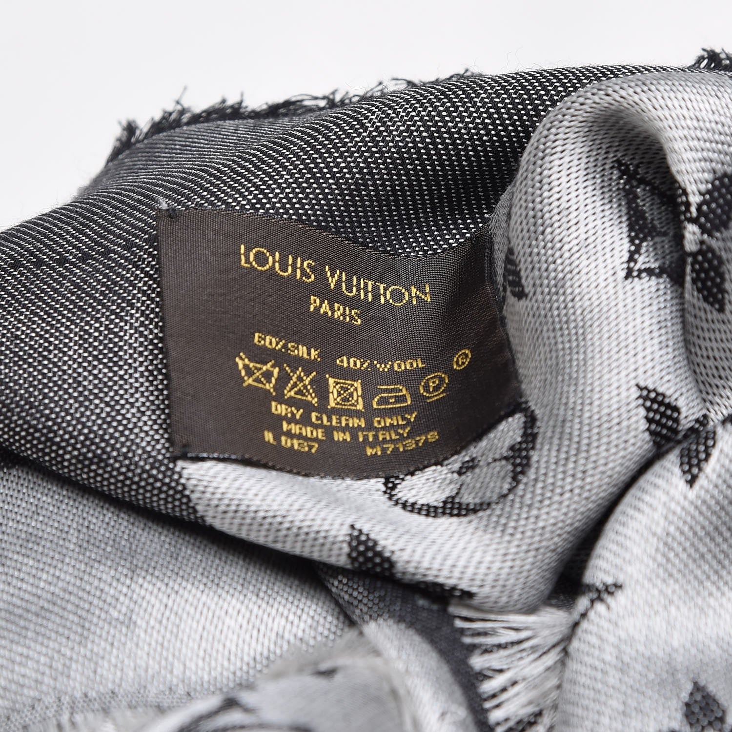 Louis Vuitton Silk Wool Monogram Denim Shawl Black 4 of 4
